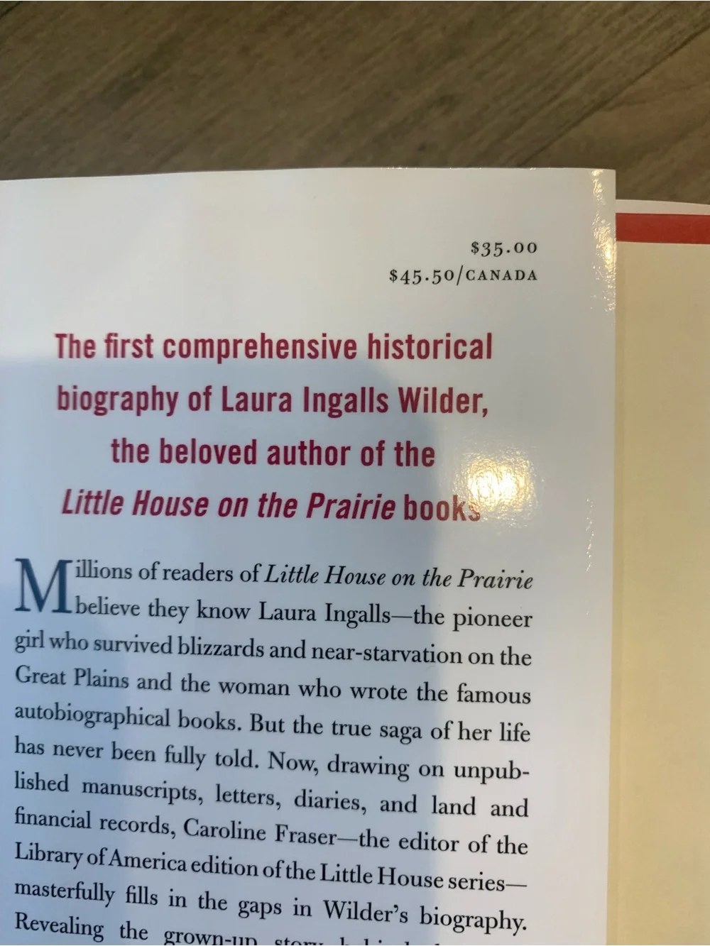Prairie Fires by Caroline Fraser - Red & Cream Hardcover Book